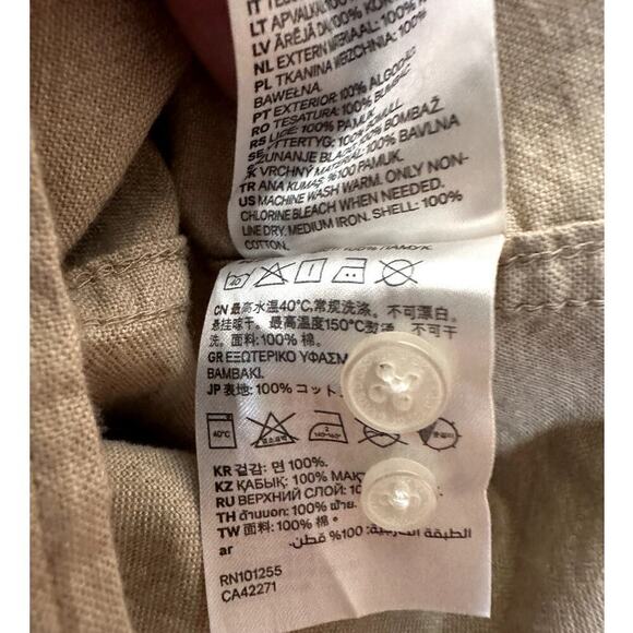 H&M L.O.G.G Tan Cotton Button Up Shirt Women's Size M - Picture 6 of 6